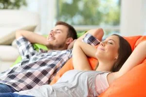 Working Air Conditioner and happy family